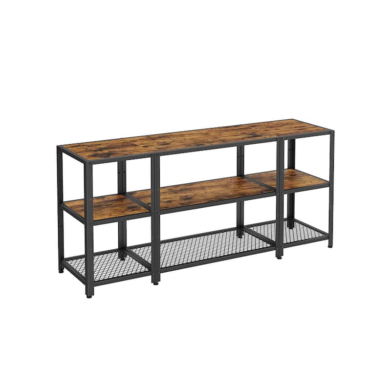 Black Wooden Storage TV Stand for 65 Inch TVs with Shelves and Cabinet - 57.9"L x 15.7"W x 25.6"H