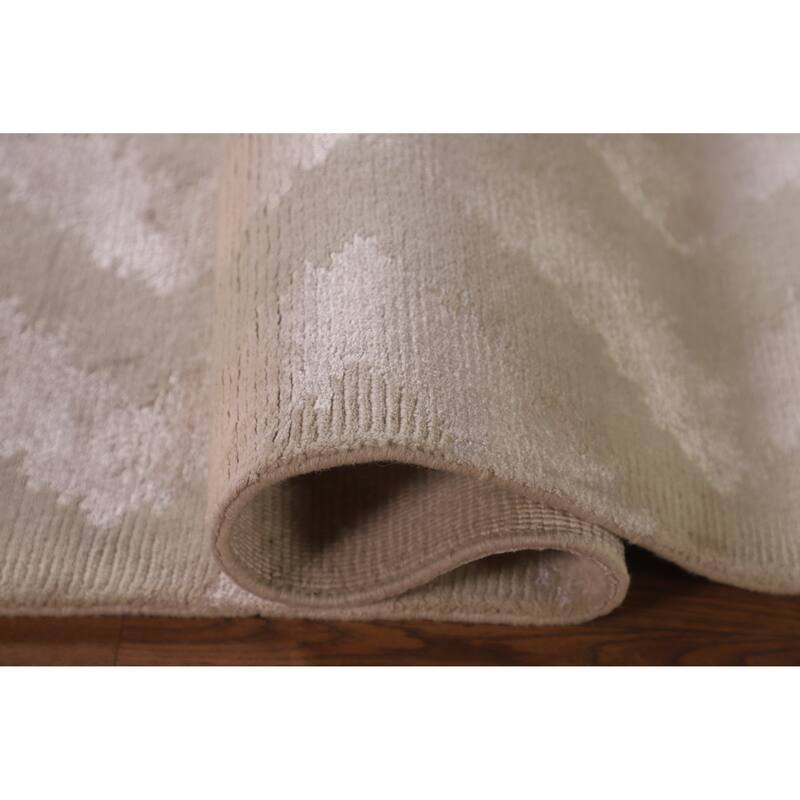 Chevron Style Modern Indian Area Rug Hand-Knotted Wool Carpet - 6'0"x 8'9"