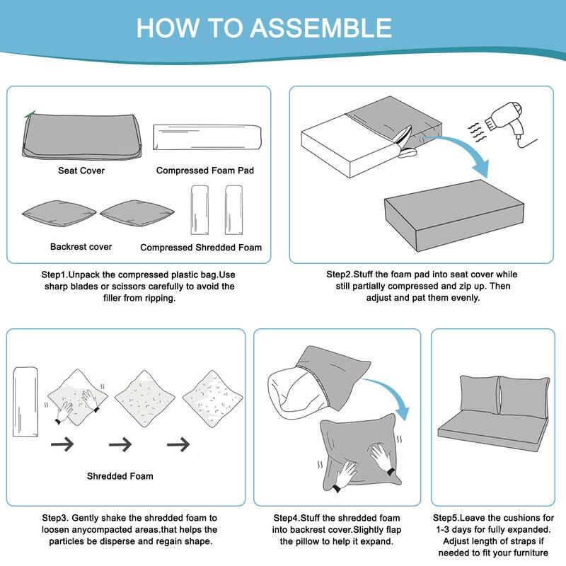 Outdoor Loveseat Cushion Set (Set of 1 Seats,48x24in, 2 Backs,24x18in )