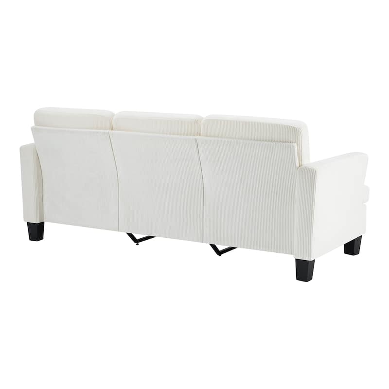 HomeRoots 84" White Corduroy Sofa