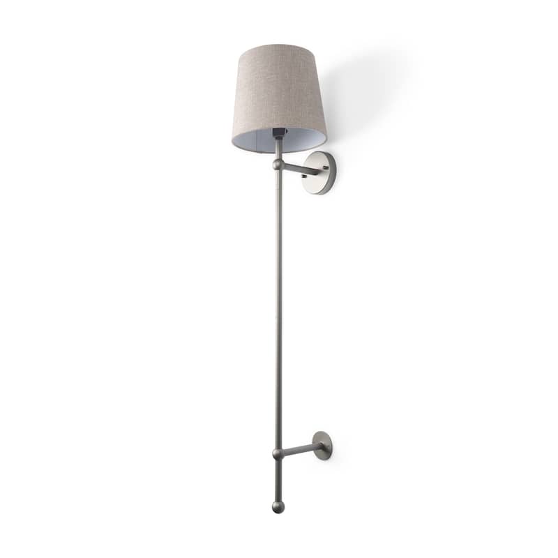 Chester Grey Metal & Beige Fabric Shade Wall Sconce - Grey