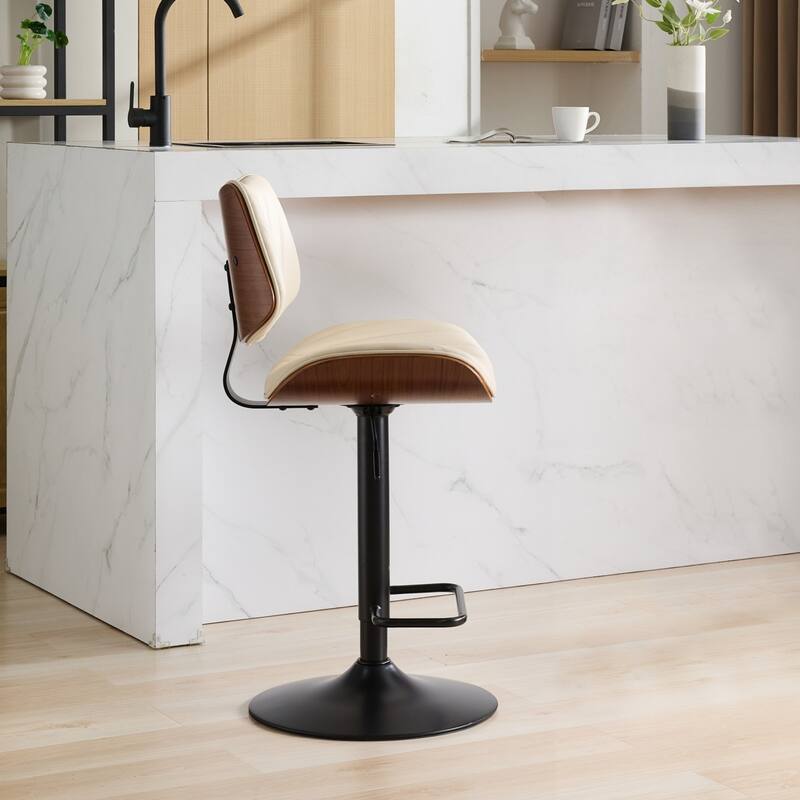 Mid Century Metal Frame Upholstered Bar Stool