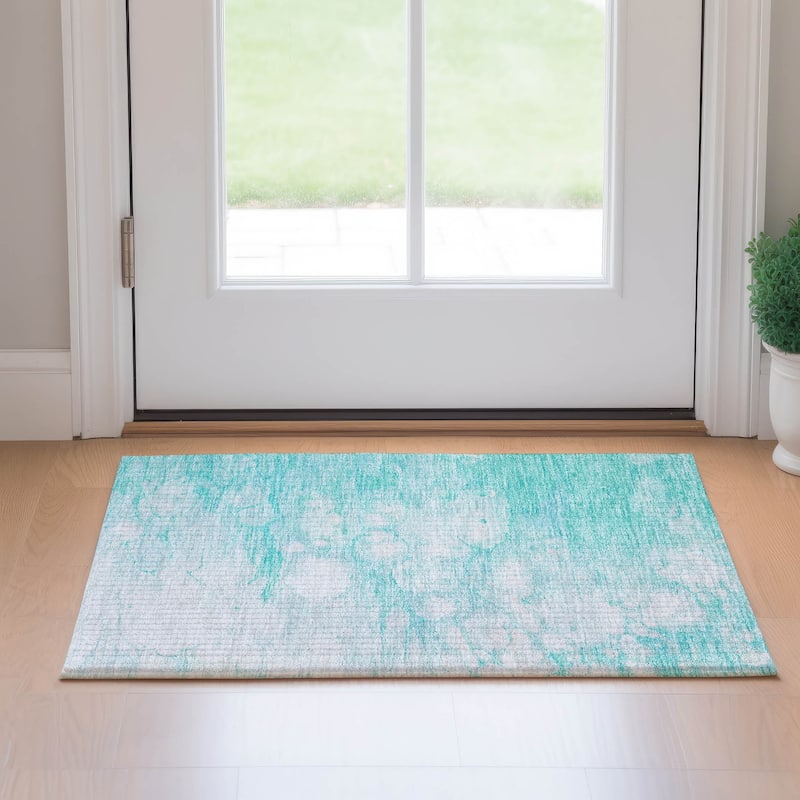 Premium Washable Super Soft Abstract Motion Mayfield Rug - Aqua - 1' 8" x 2' 6" - Rectangle