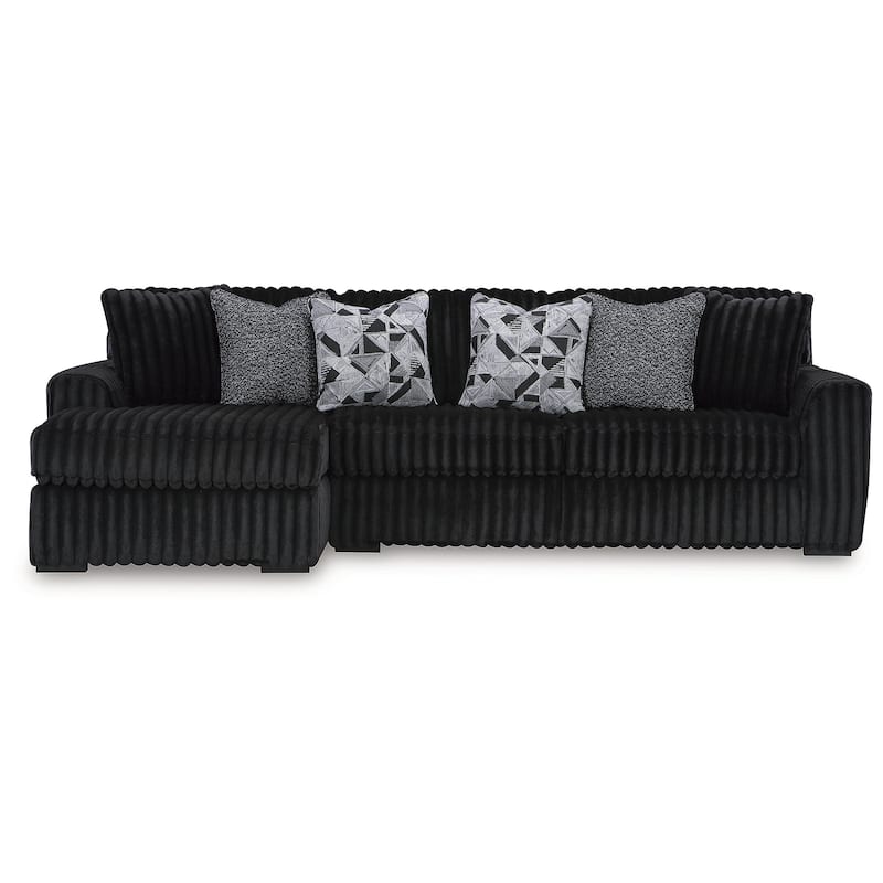 Signature Design by Ashley Midnight-madness Black 2-Piece Sectional Sofa with Chaise - 120" W x 65" D x 40" H