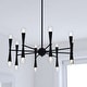 preview thumbnail 1 of 8, Drake Matte Black Mid-Century Modern 16 Light Chandelier Light Ceiling Fixture - 29-in W x 15.75-in H x 29-in D 29-in W x 15.75-in H x 29-in D - Matte Black