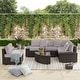 preview thumbnail 2 of 37, 6 Pieces Outdoor Patio Furniture Sets with Coffee Table and Cushions, Wicker Rattan Sectional Sofa Sets (Brown Base)