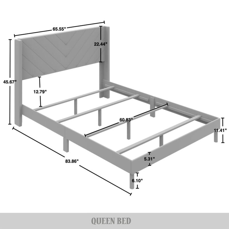 CraftPorch Shabby Chic Velvet Upholstered Bed