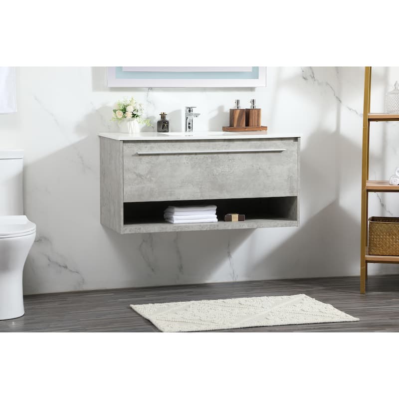 Brush 36 - 48 Inch Single Bathroom Vanity - Concrete Grey - 40 Inches