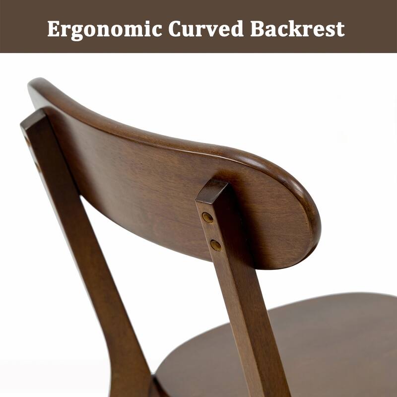 100% Solid Wood Dining Chairs Set of 2, Mid Century Modern Dining Chairs with Curved Backrest, for Dining Room