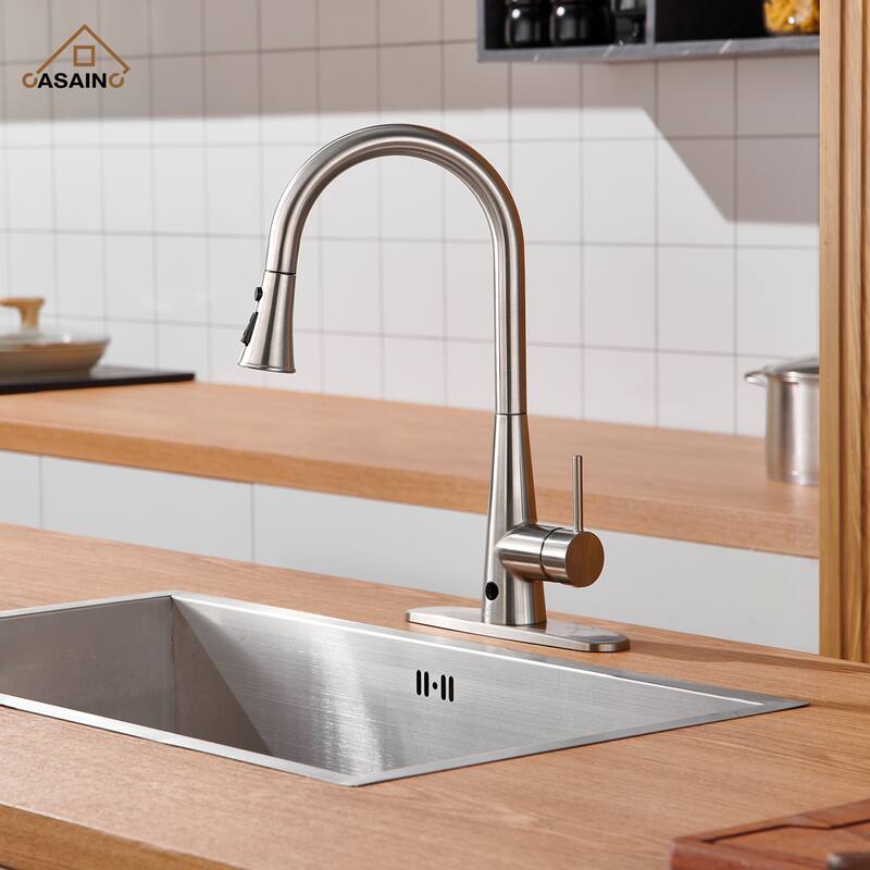 Single Handle Pull Down Sprayer Kitchen Faucet with Touchless Sensor Dual Function