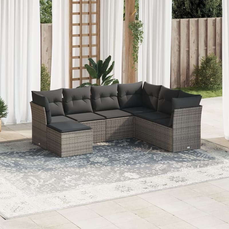 vidaXL Garden Sofa Set Grey PE Rattan Large Modular Garden Sofa Set - 21.7 x 21.7 x 14.6
