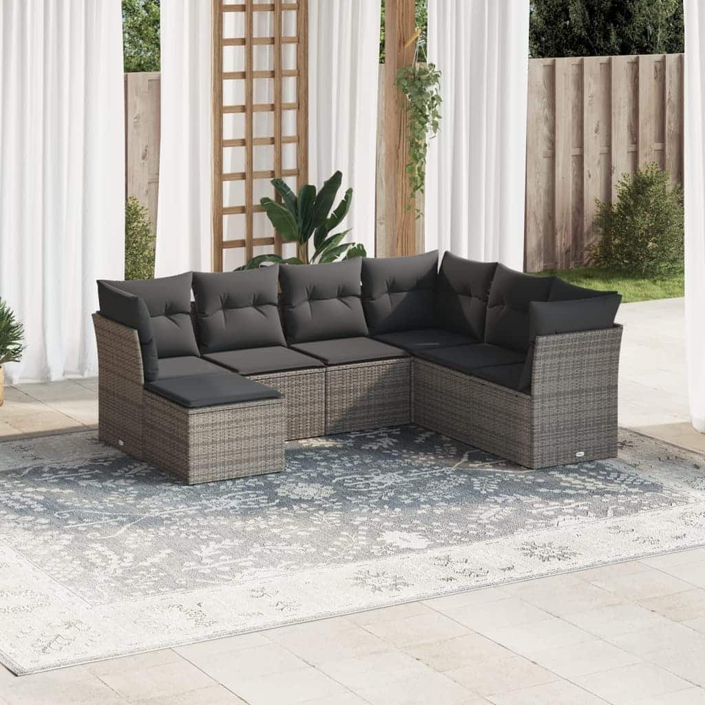 vidaXL Garden Sofa Set Grey PE Rattan Large Modular Garden Sofa Set - 21.7 x 21.7 x 14.6