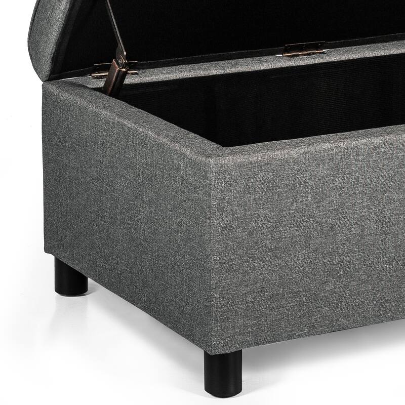 Adeco 35" Tufted Rectangular Storage Ottoman Bench