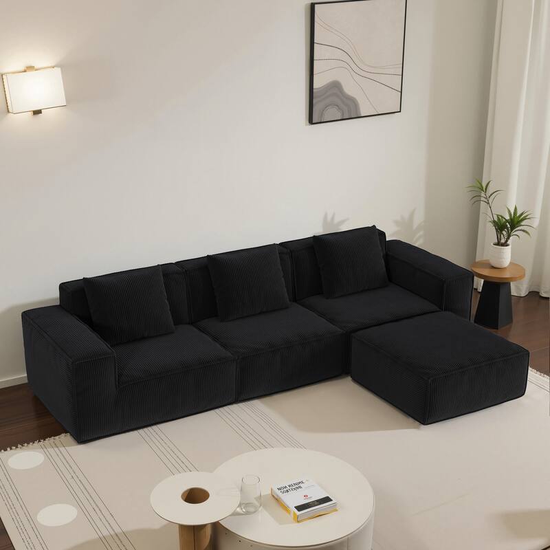Modular Sofa Can Be Converted Into An Oversized Sofa Bed Free Conversion Sofa Set,Three-Person Combination With Footrest