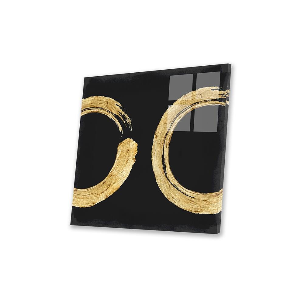 Gold Zen Circle On Black II Print On Acrylic Glass by Ellie Roberts
