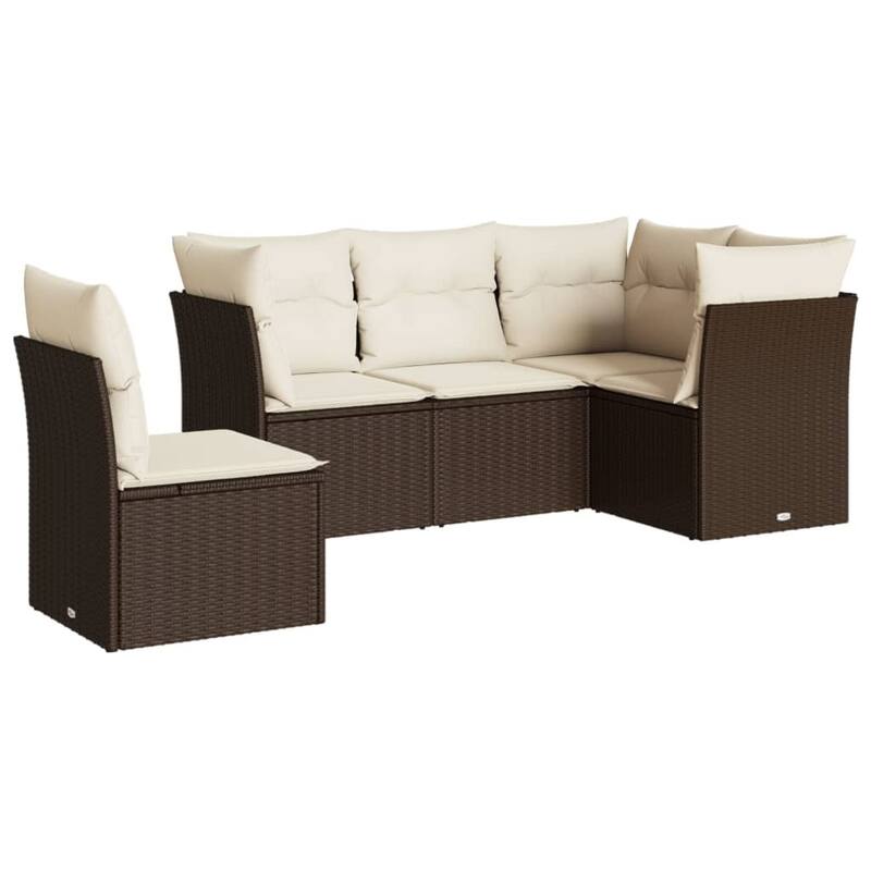 vidaXL Garden Sofa Set Brown and Cream White - 24.4 x 24.4 x 27.2