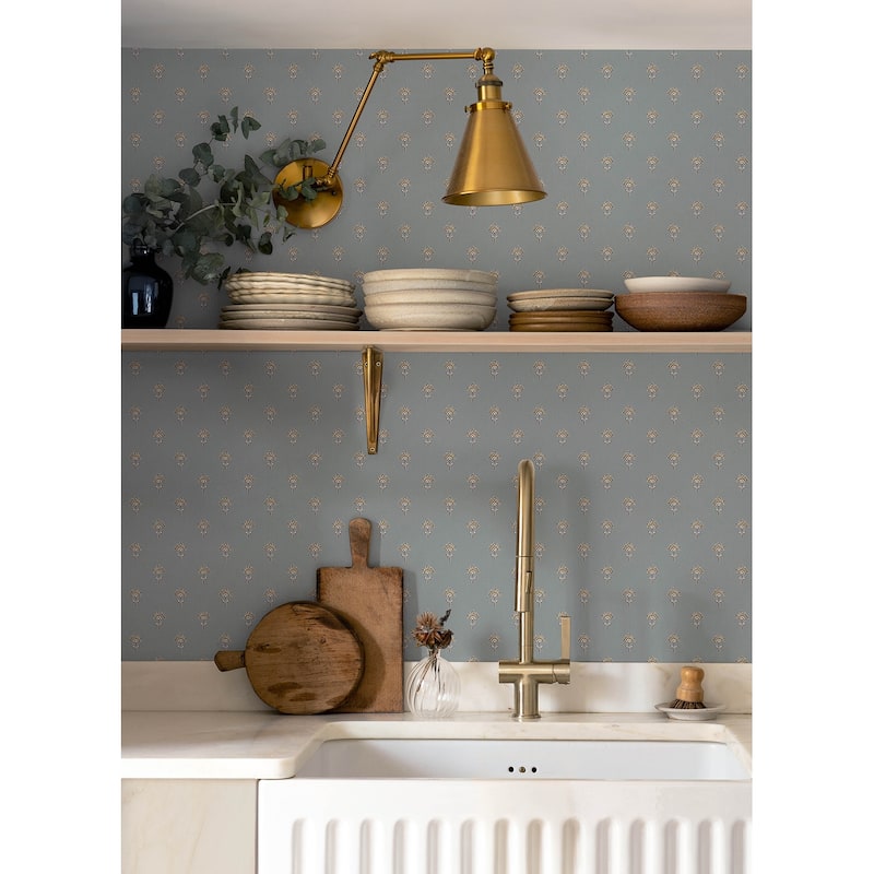 Chesapeake Surdiva Denim Floral Fan Wallpaper