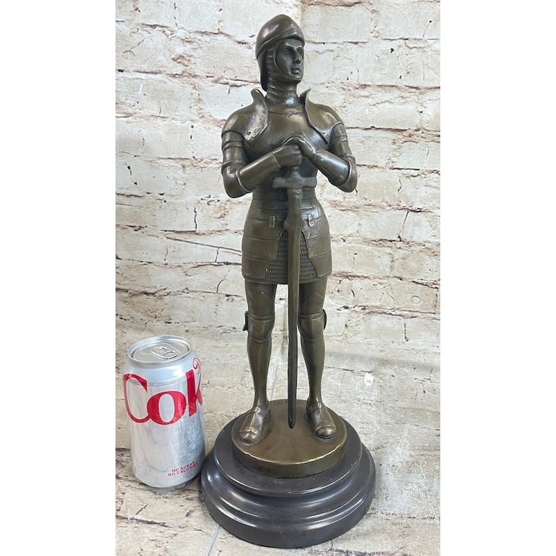Medieval European Knight Heavy Armor Bronze Statue Sculpture Figure 14 Inches X 5 Inches