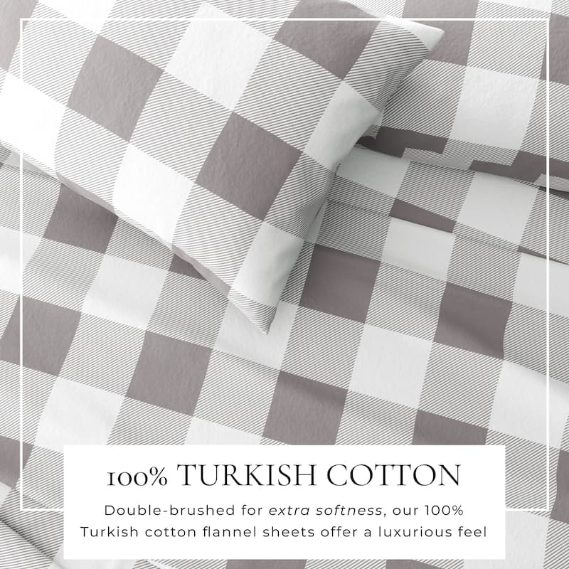 Linery & Co. Turkish Cotton Double-Brushed Printed Flannel Bed Sheet Set