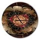 preview thumbnail 9 of 8, Designart 'Dark Gold Red Fractal Flower Pattern' Oversized Floral Wall CLock 16 in. wide x 16 in. high
