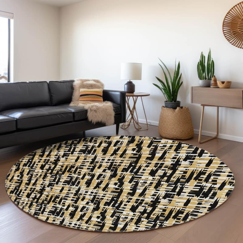 Premium Washable Super Soft Abstract Weave Mayfield Rug - Black - 8' x 8'