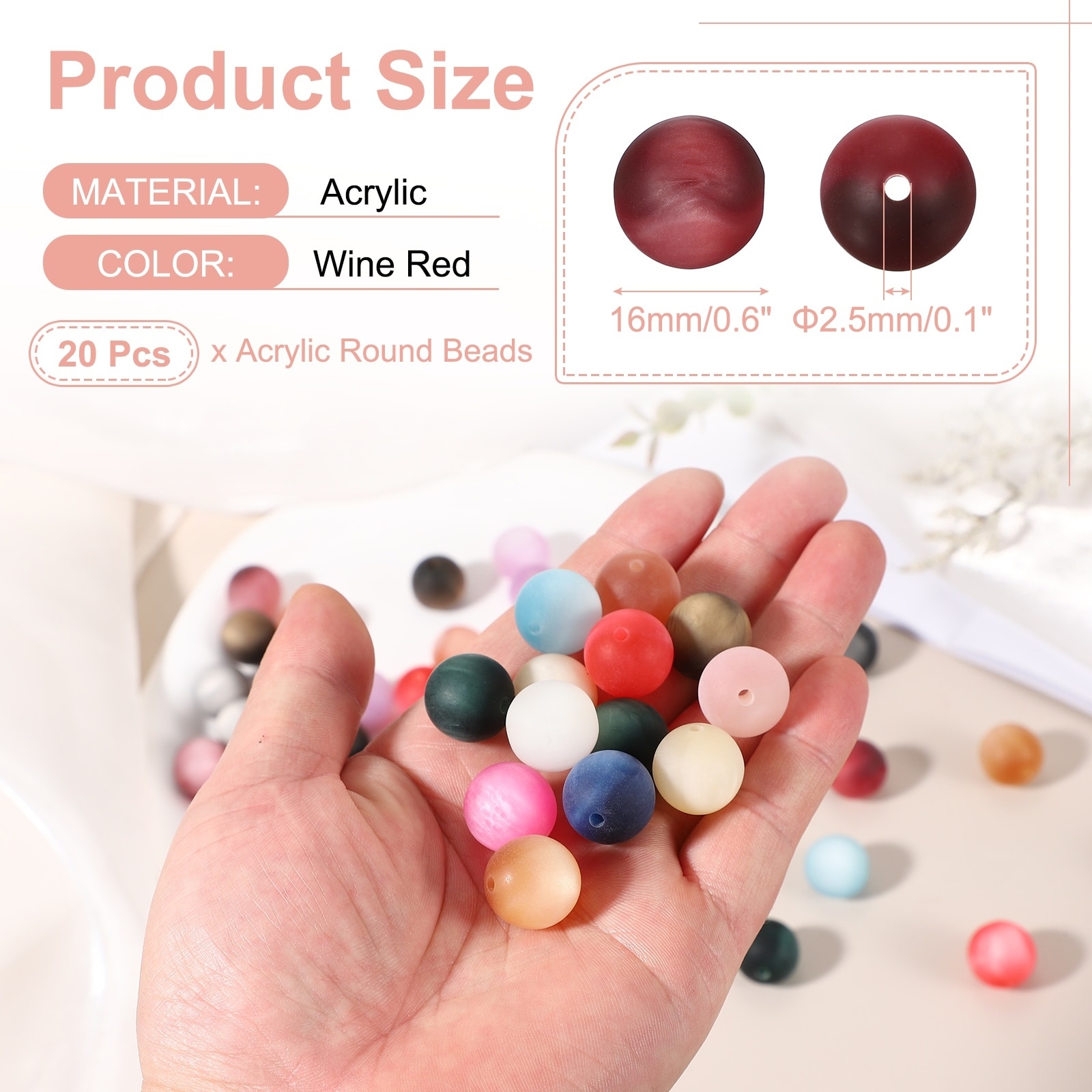 Acrylic Round Beads, Loose Beads for Jewelry Making