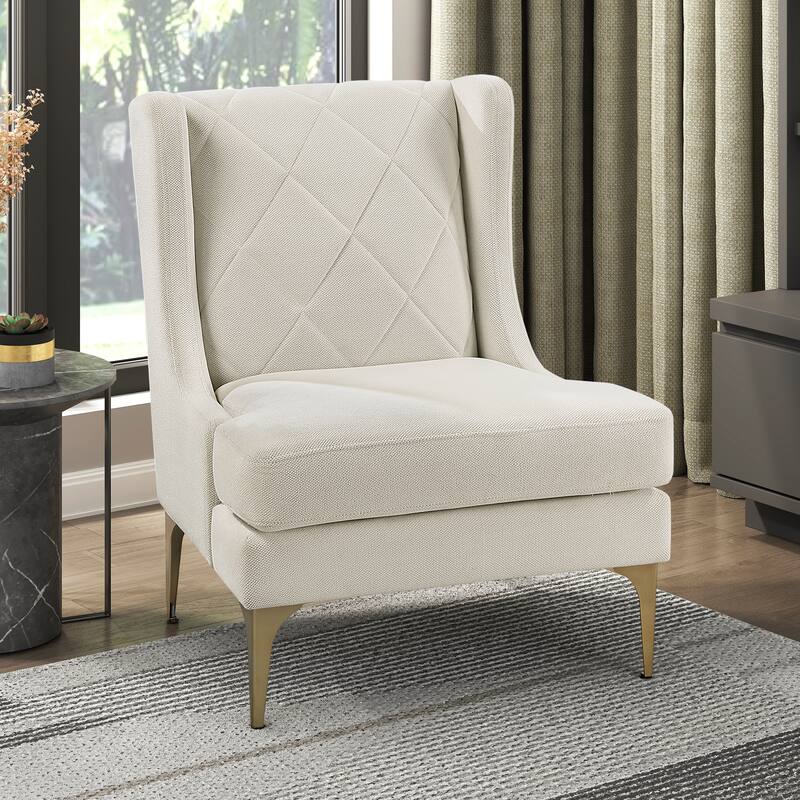 Margo 28" Chenille Accent Chair - Brushed Gold Finish Metal Legs