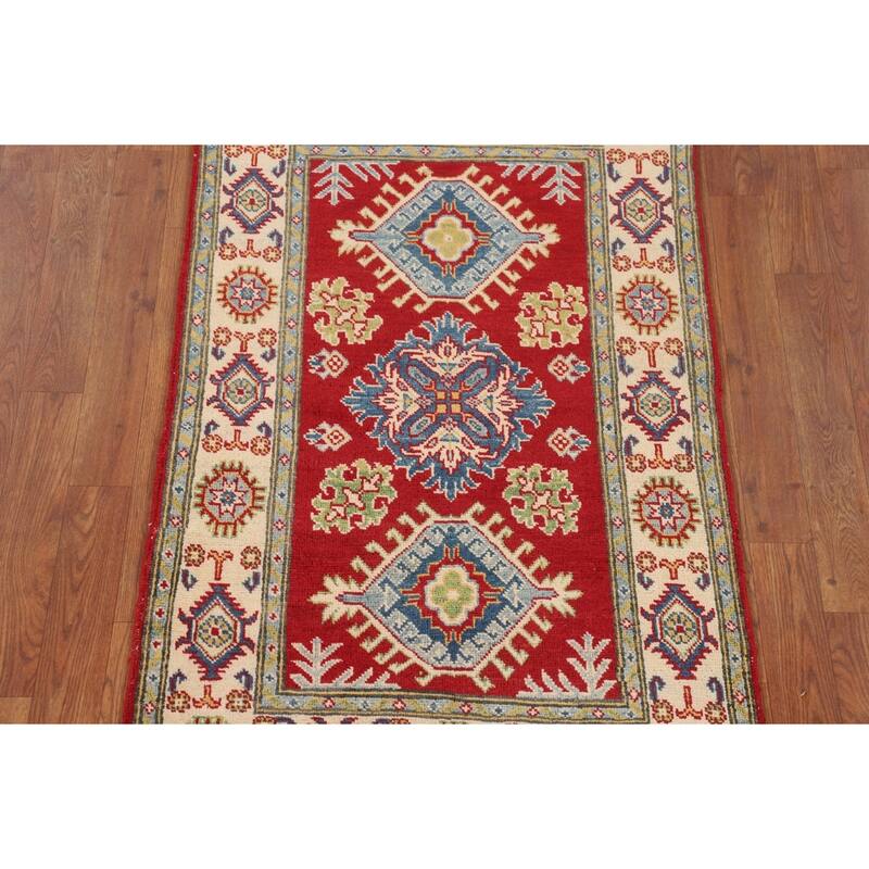 Traditional Red Kazak Oriental Foyer Rug Handmade Wool Carpet - 2'7" x 4'1"