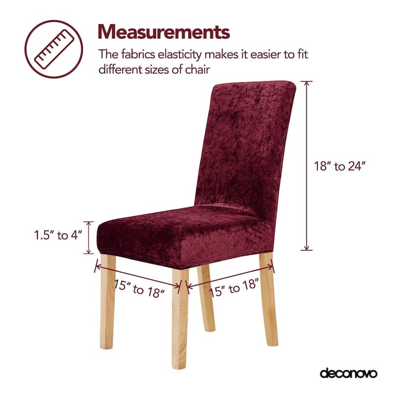 Deconovo Velvet Stretch Polyester Chair Slipcovers, Set of 6