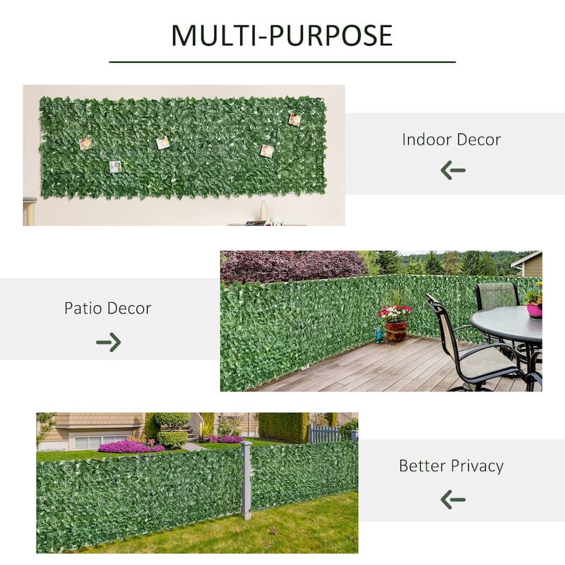 Outsunny 118" x 39" Artificial Privacy Fence Screen Faux Hedge Leaf Ivy Vine Leaf Decoration, Dark Green - 118" L x 39.25" H