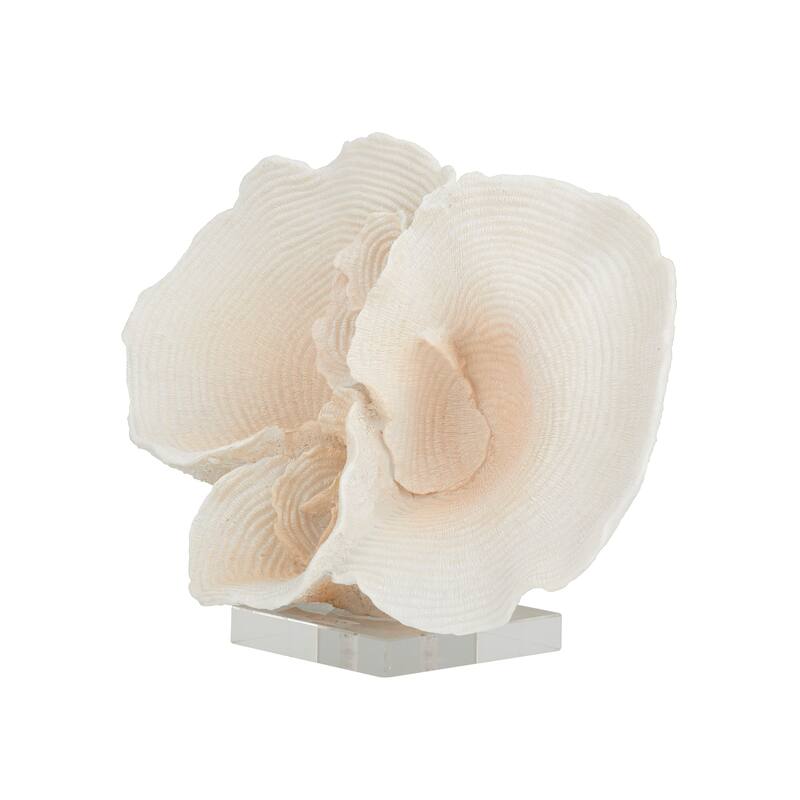 Polystone Coral Sculpture - White - Roche River Decor - 6"W x 13"L x 9"H