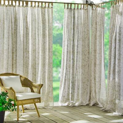 Verena Floral Indoor/Outdoor Sheer Velcro Tab Top Window Curtain Panel