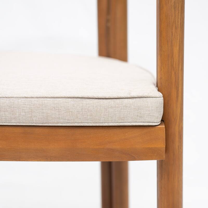 Christopher Knight Home - Outdoor Wooden Dining Set with Cushioned Chairs in Teak Finish (9-Piece Set)