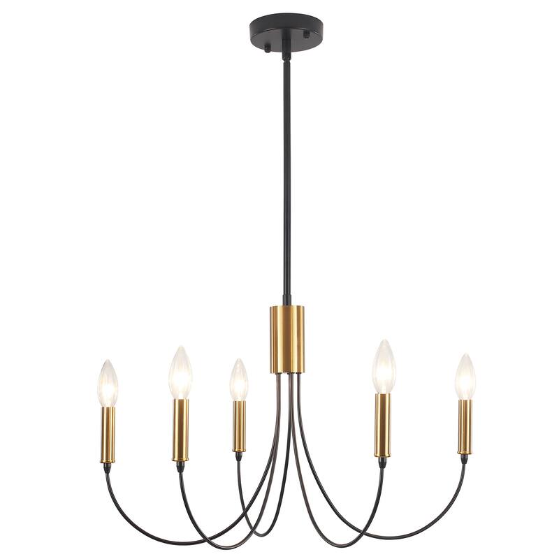 5-Light Rustic Candlestick Hanging Linear Chandelier Lighting Fixture for Kitchen Island
