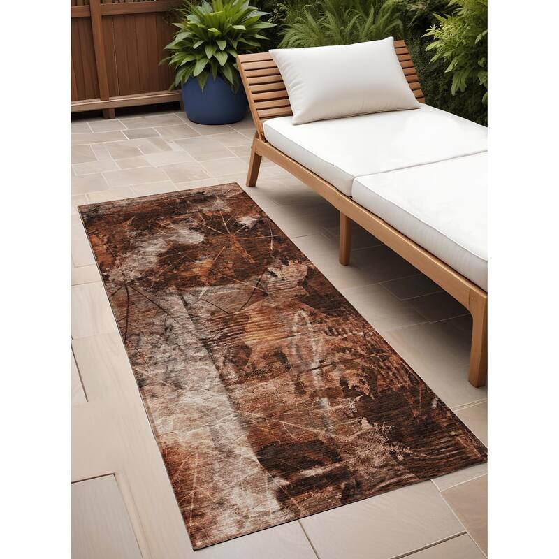 Hami Garden-Inspired Weather Resistant Versatile Elegance Outdoor Rug - 8' Runner - Orange