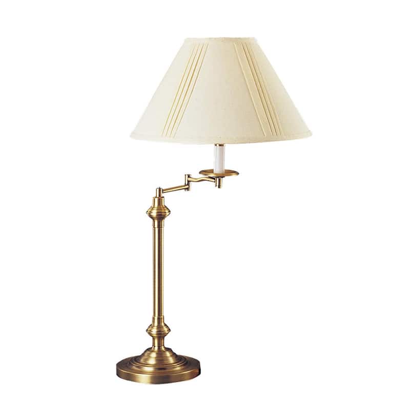 HomeRoots 30" Bronze Metal Swing Arm Table Lamp With Off White Empire Shade - 22