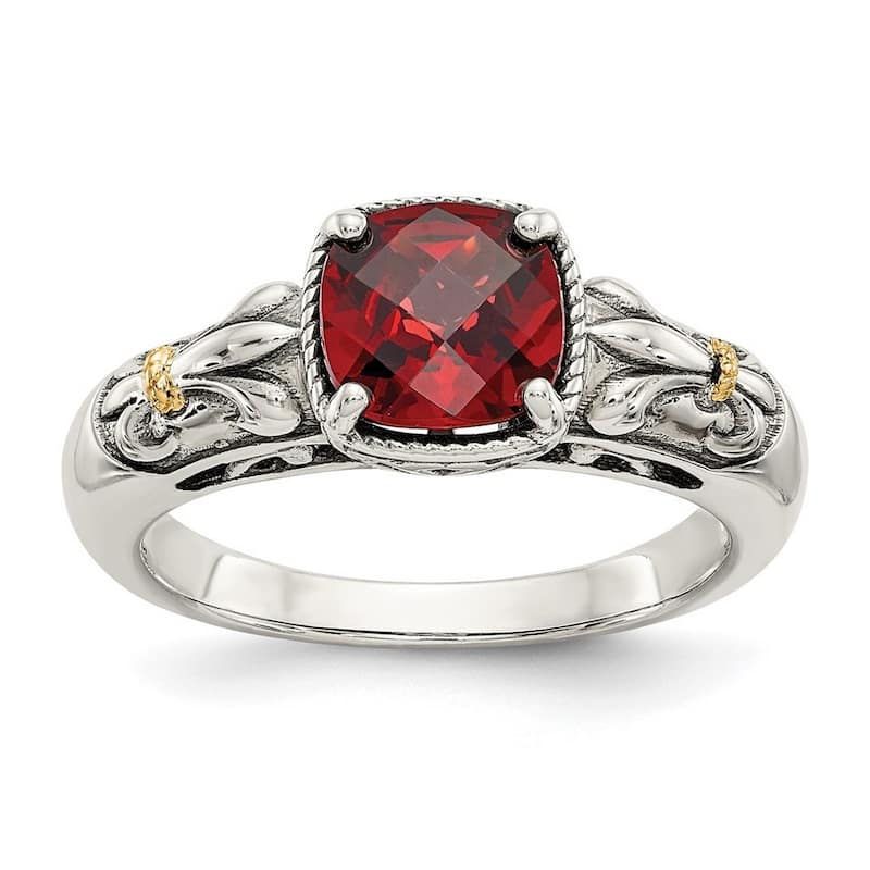 Curata 925 Sterling Silver Polished With 14k Garnet Ring
