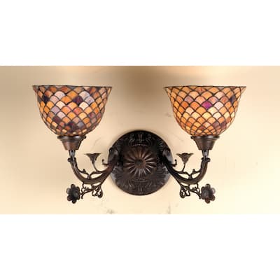 17.5"W Tiffany Fishscale 2 LT Wall Sconce