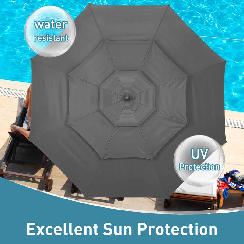 Autlaycil 10FT 3-tier Tilting Patio Umbrella With Base