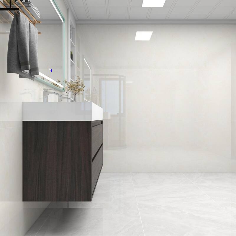 Victoria 60" Wall Mounted Modern Vanity with Double Acrylic Sink