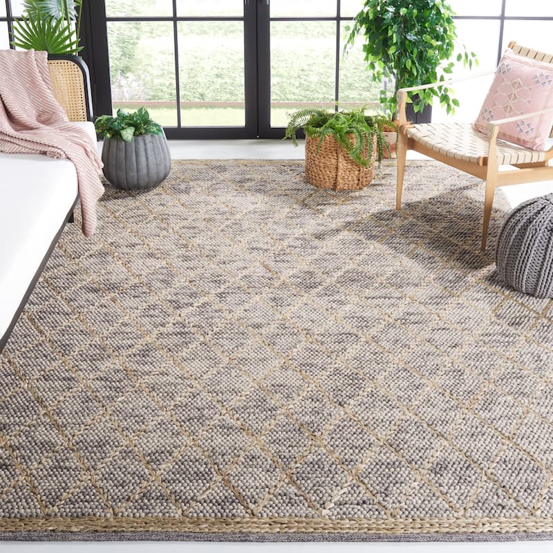 SAFAVIEH Handmade Natura Adorata Trellis Wool Rug - 10' x 14' - Light Grey/Natural - Rectangle
