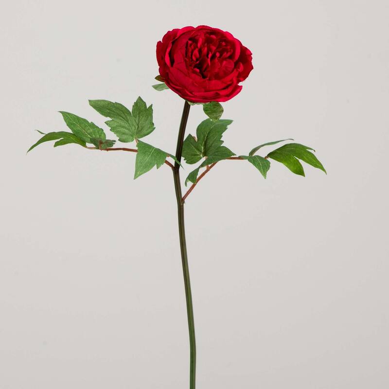 Artificial Peony Floral Stem Sprays - 20" - Set of 3 - Red