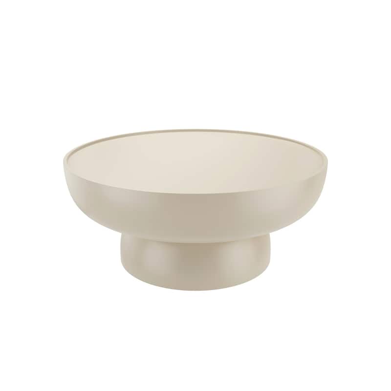 Modern Creamy White Single Round Coffee Table for Living Room Bedroom Office