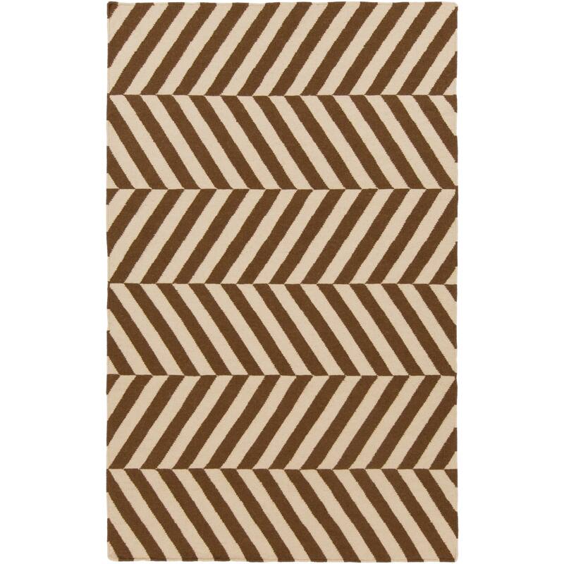 Flatweave Lugano Striped Wool Area Rug - 3'6" x 5'6" - Mocha