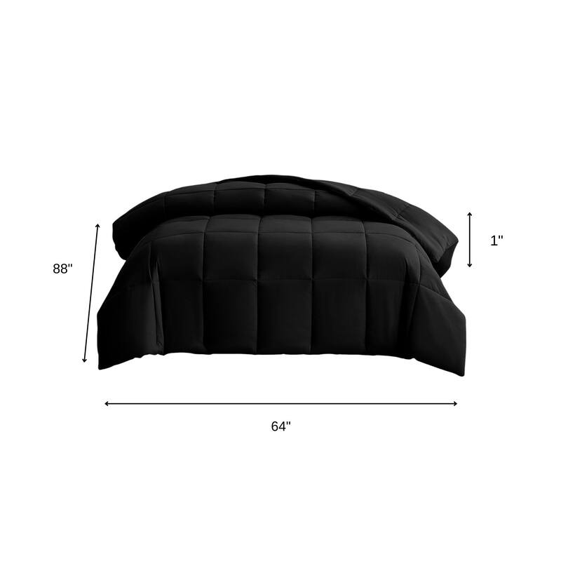Black Twin Box Stitch Microfiber Down Alternative Comforter