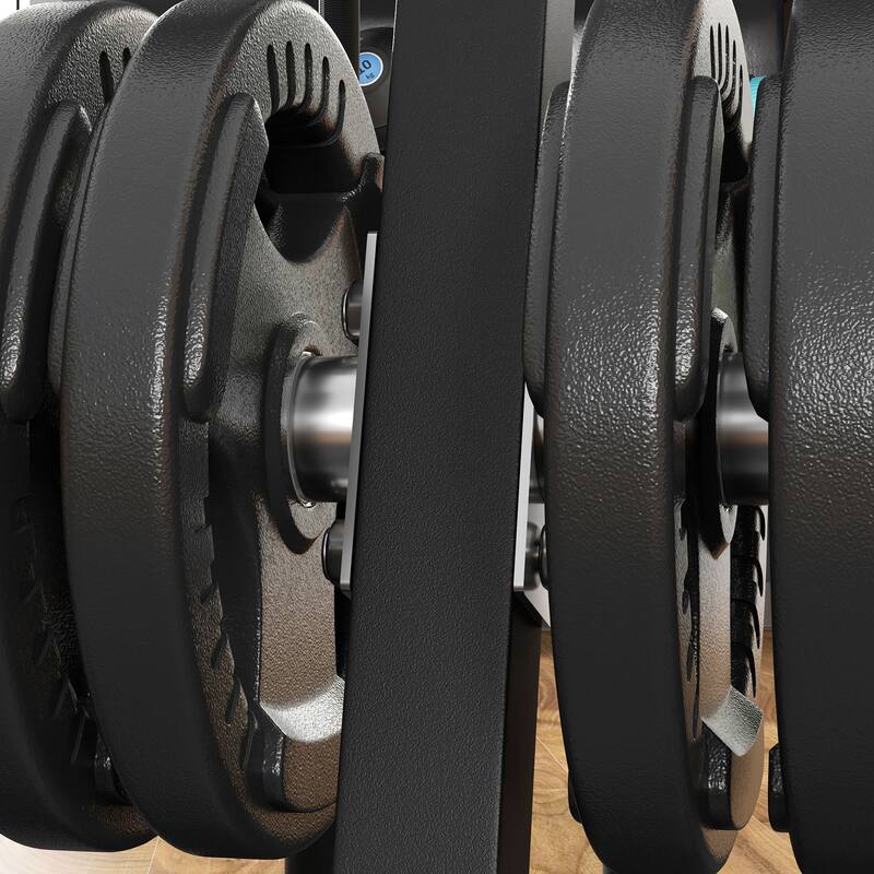 Steel Weight Tree Rack with 6 Plate Posts & 3 Barbell Holders - 29.5" L x 29.5" W x 39.4" H