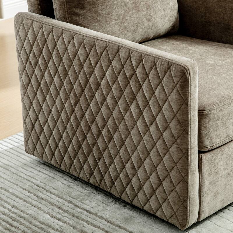 29.5" W Upholstered 360°Swivel Armchair with Hidden Storage, Comfy Diamond-Shape Tufted Armrests Accent Square Club Chair
