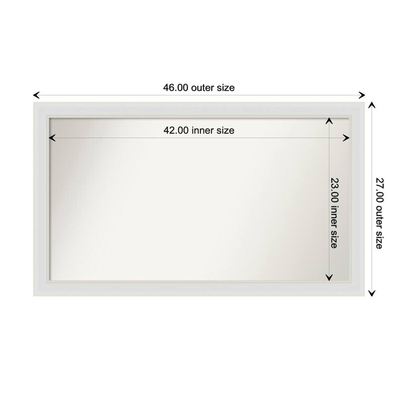 Flair Soft White Narrow Framed Non-Beveled Custom Wall Mirror, Bathroom Vanity Mirror - Outer Size: 46 x 27