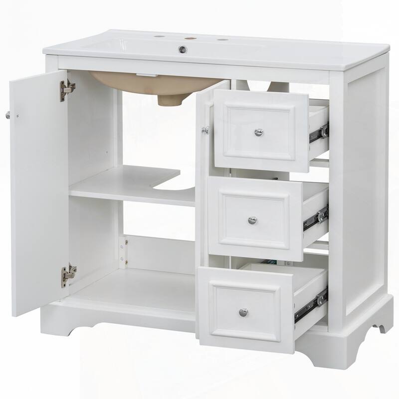 bathroom vanity with ceramic sink