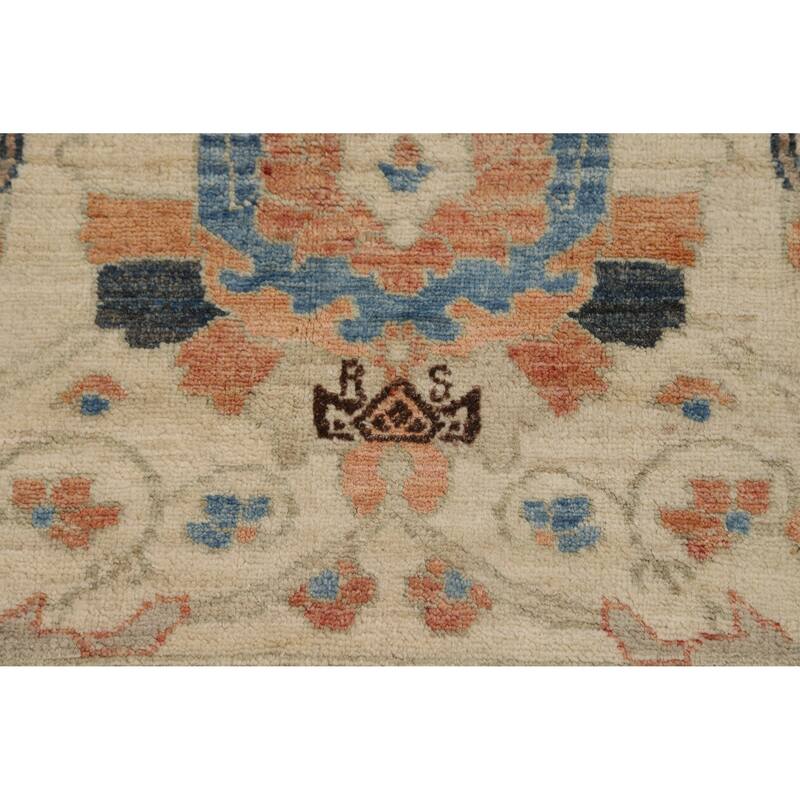Hand Knotted Oriental 100% Wool Carpet Transitional All-Over Beige & Ivories Oushak Area Rug - 11' 10'' X 9' 0''
